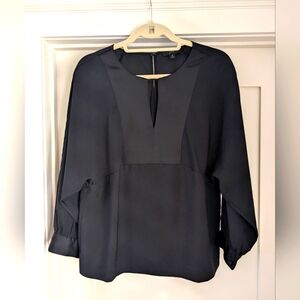 J Crew Black Crepe Tailored Top